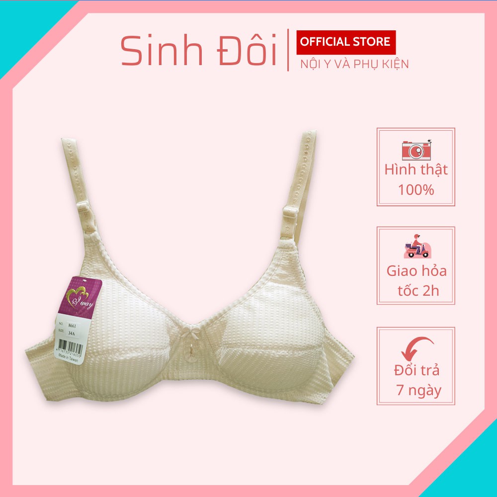 Áo ngực không gọng nữ Iway 8661 chất cotton mút mỏng mềm mịn ôm ngực thấm hút mồ hôi size 34-36-38-40