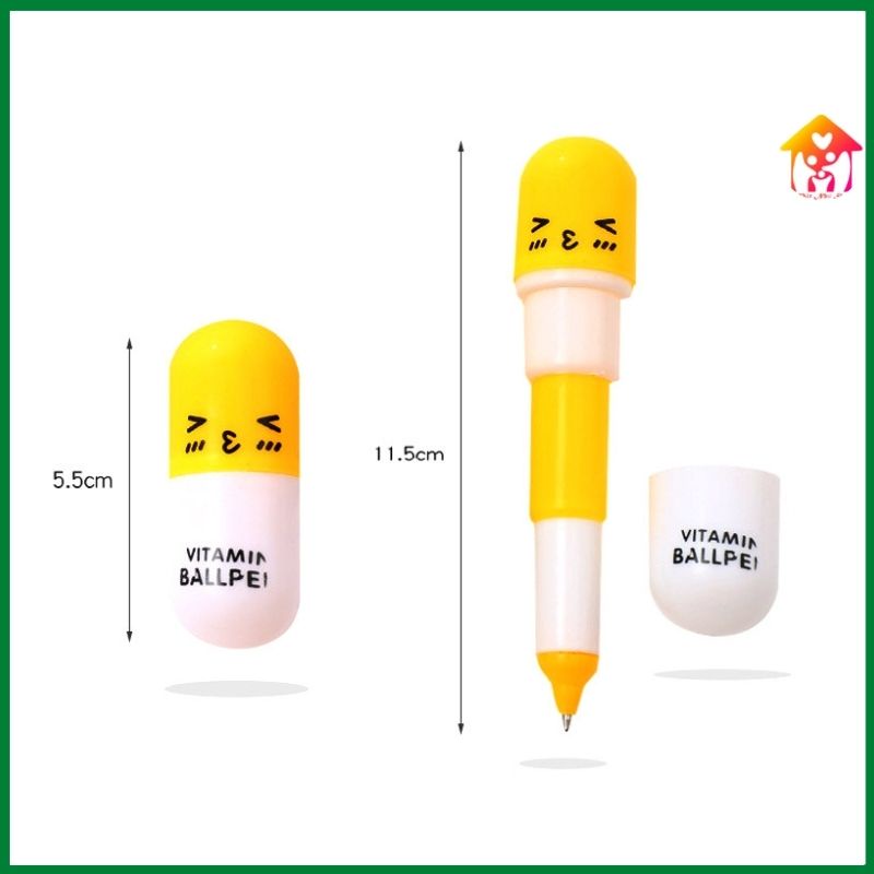 Bút bi emoji hình viên thuốc phong cách Hàn Quốc cực đáng yêu