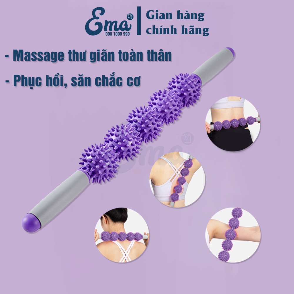 Gậy lăn massage giãn cơ Ema, con lăn 5 bóng massage thư giãn toàn thân tại nhà