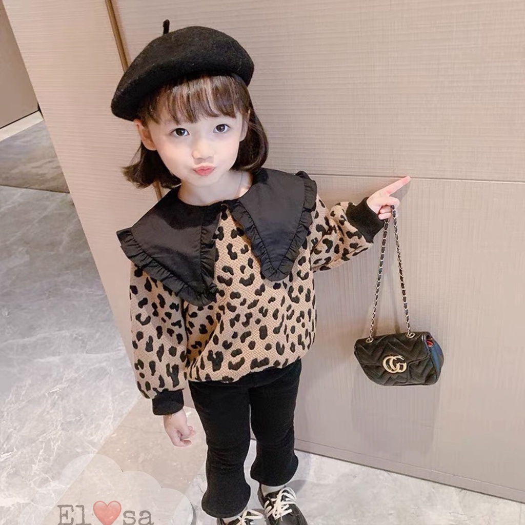 Quần áo bé gái - Bộ áo da beo kèm quần umi siêu xinh cho bé gái 1-5 Tuổi