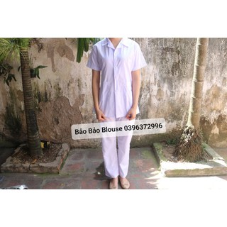 Bộ quần áo blouse (blu) y tá nam/nữ cộc tay 2 loại vải