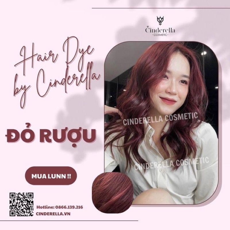 Thuốc nhuộm tóc màu Đỏ rượu vang- Sexy quyến rũ (kèm trợ nhuộm, bao tay)