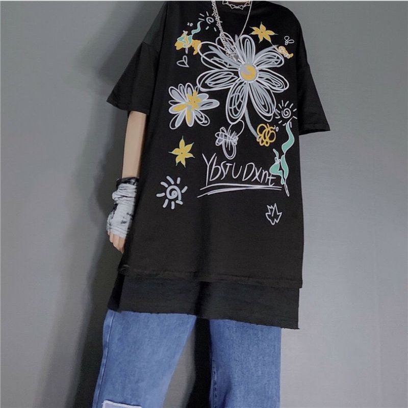 Áo Thun Unisex Tay Lỡ Form Rộng Phong Cách Hàn Quốc Freesize