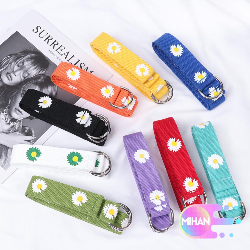 Thắt lưng MIHAN1 bằng vải canvas in họa tiết hoa cúc phong cách punk cho nam nữ