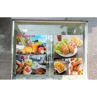 [COMBO 2 TRANH DÁN KÍNH] 2 Mặt Trang Trí Quán Cafe - Trà Sữa( kt : 2- 60x100)