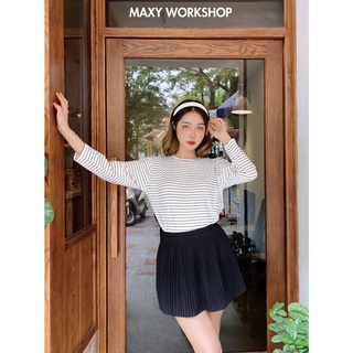Áo thun nữ dài tay cổ tròn basic Lollipop Tee Stripped Maxy Workshop