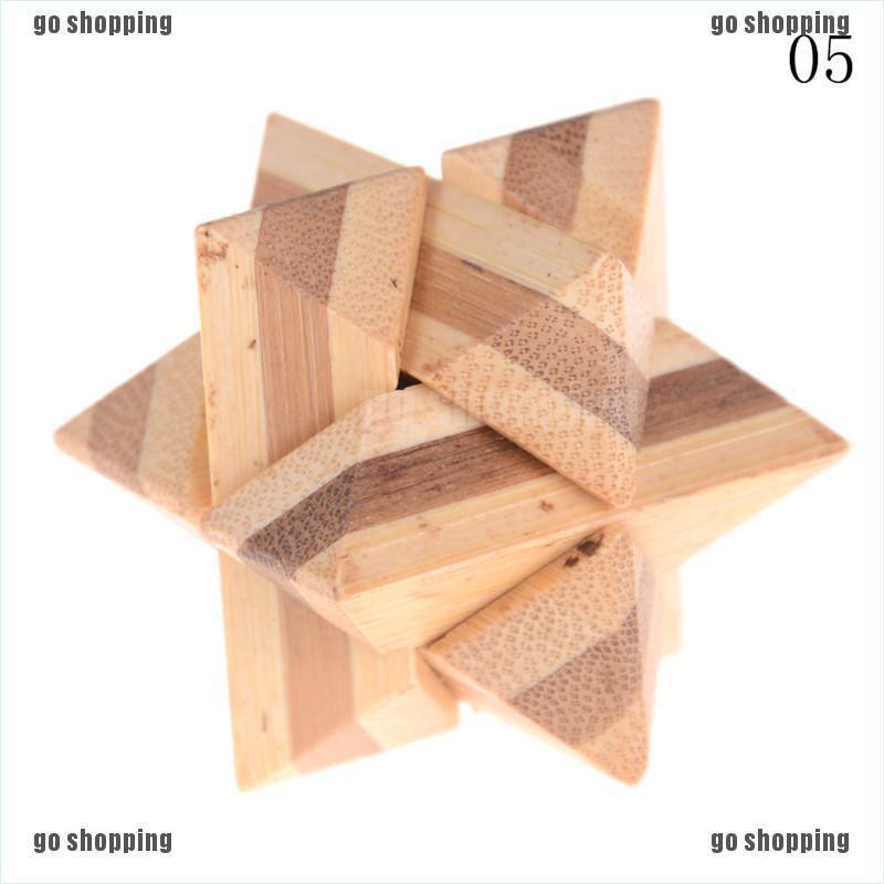 {go shopping}Fashion IQ Brain Teaser Kong Ming Lock Wooden Interlocking Burr 3D Puzzles Game Toy Gift