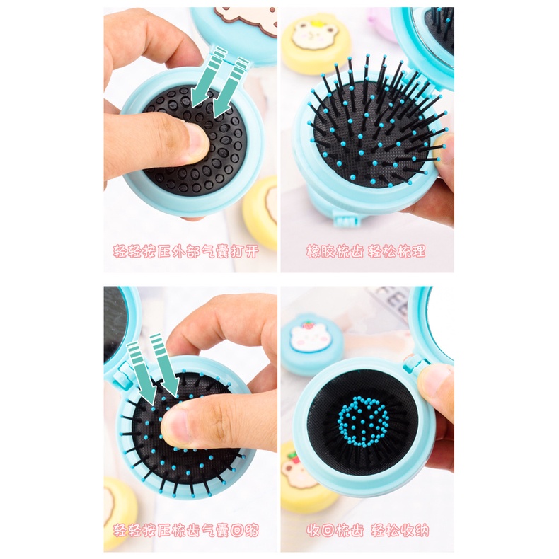 Gương kèm lược tròn mini thiết kế nhỏ gọn hình thú cực dễ thương BAG U - giao ngẫu nhiên GLM019