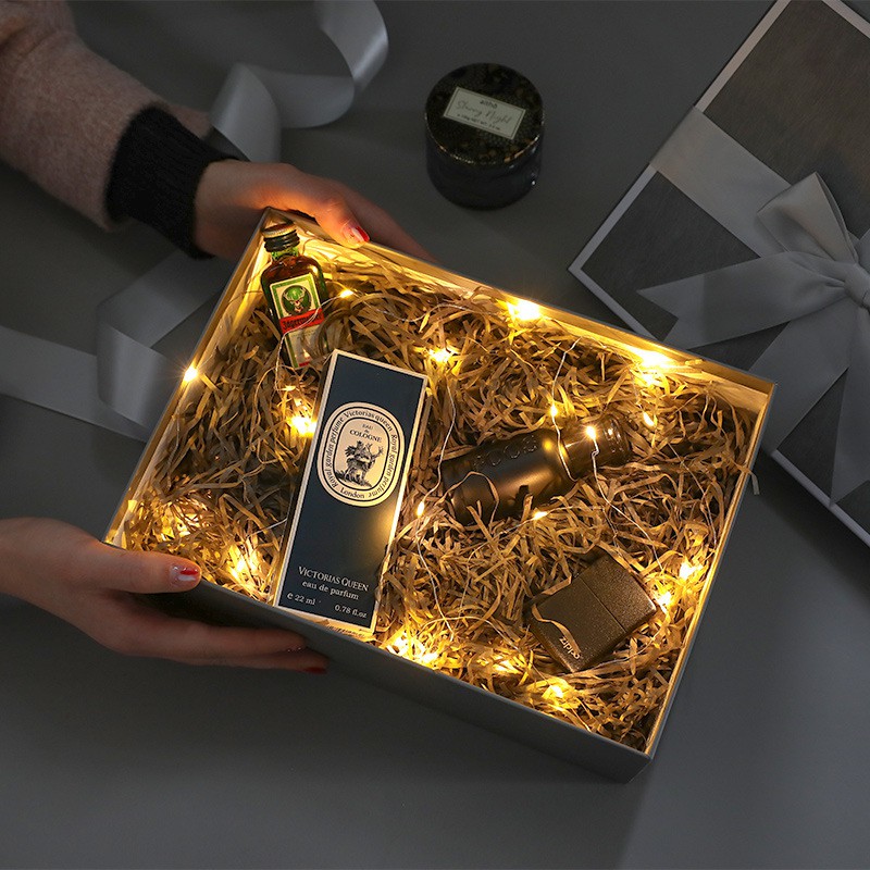 Hộp quà tặng sinh nhật màu ghi thắt nơ cao cấp phụ kiện quà tặng king9 | BigBuy360 - bigbuy360.vn