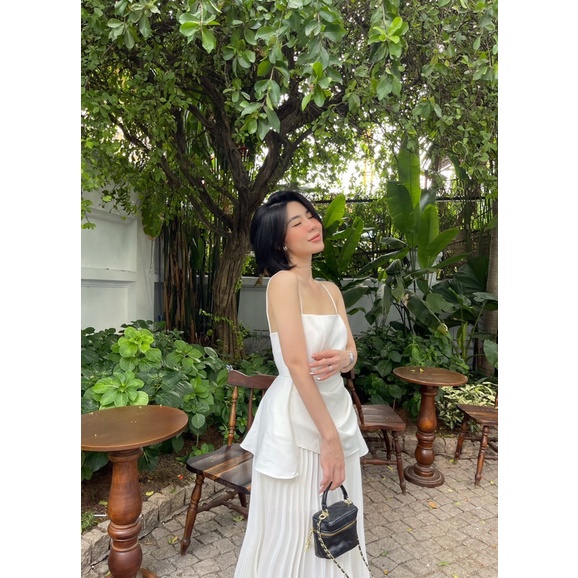 Đầm xoè 2 dây tùng dập ly kiểu