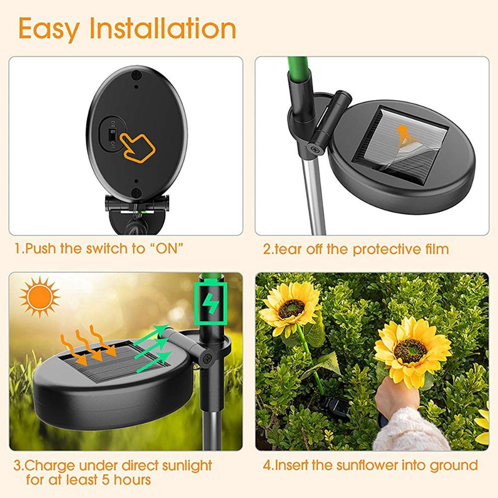 Đèn LED Năng Lượng Mặt Trời Chống Thấm Nước Hình Hoa Hướng Dương Trang Trí Sân Vườn