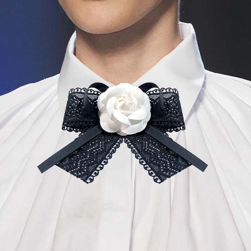 Ghim Cài Áo Hình Hoa Trà Thắt Nơ Thanh Lịch