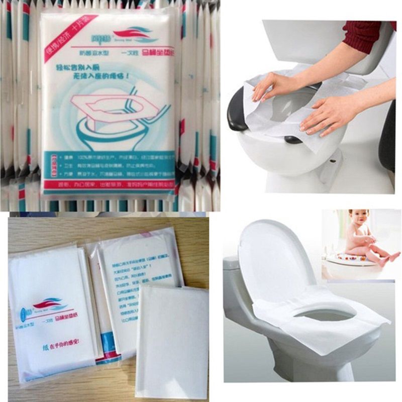 Set 10 Vỏ Bọc Ghế Ngồi Toilet Dày Dặn Dùng Một Lần Tiện Dụng