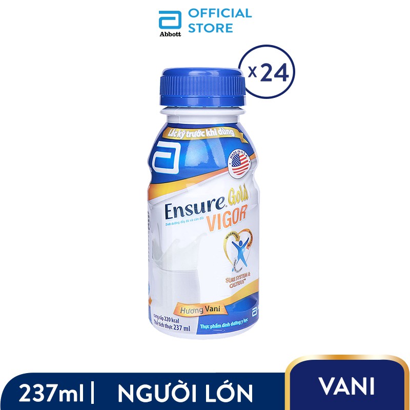 [Nhập GRO1ACS giảm 20k] Thùng 24 Sữa nước Ensure Gold Vigor Abbott 237ml/chai