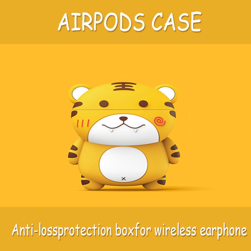 Vỏ Bảo Vệ Hộp Sạc Tai Nghe airpods 1 2 3 pro Bằng Silicon Mềm Hình Hổ Dễ Thương