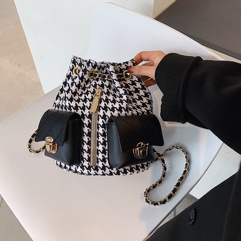 French small bag retro bag for women 2020 new trendy Korean style chain bucket bag Internet Popular textured shoulder messenger bag