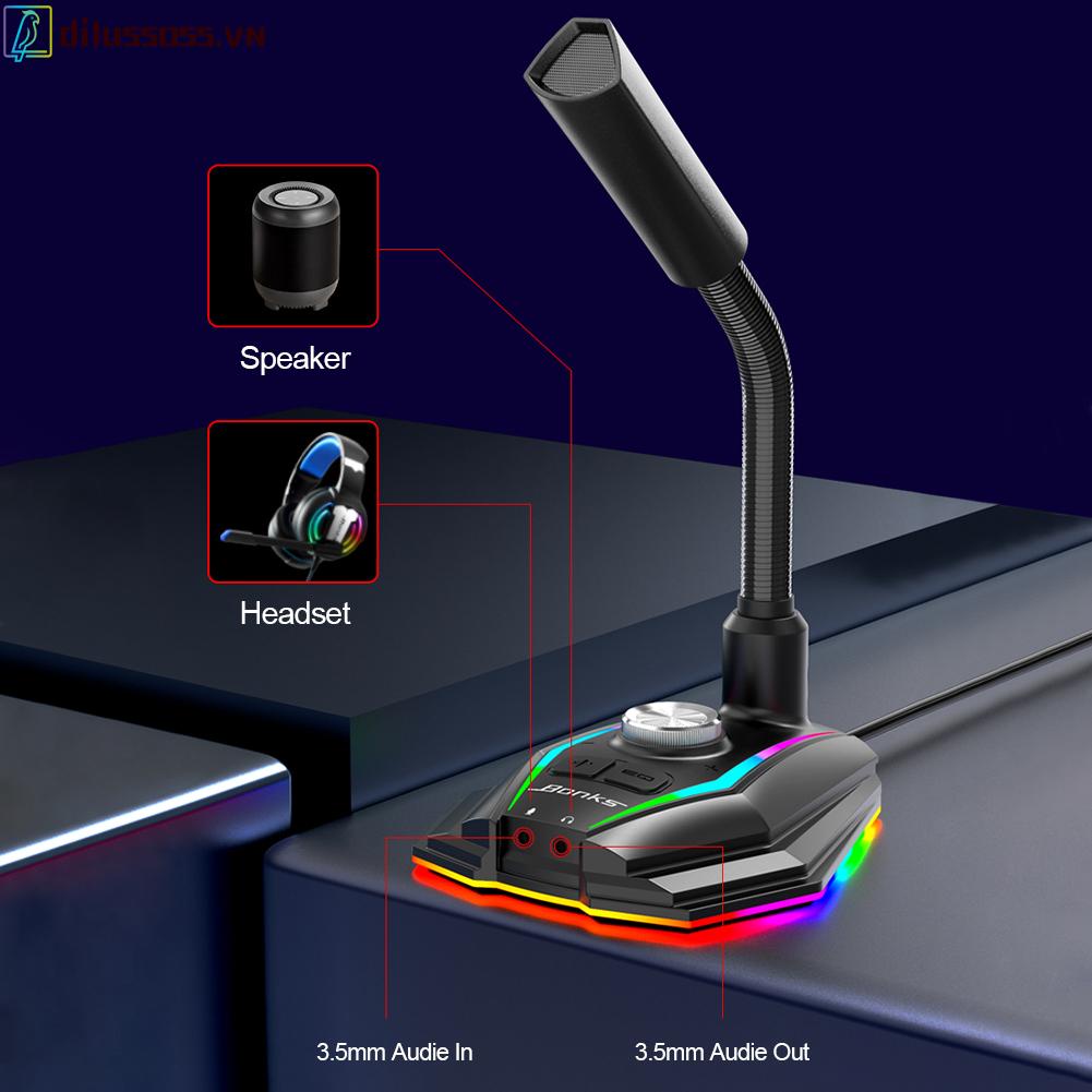 Micro Dilussoss M2 Usb Rgb Giảm Tiếng Ồn Cho Livestream