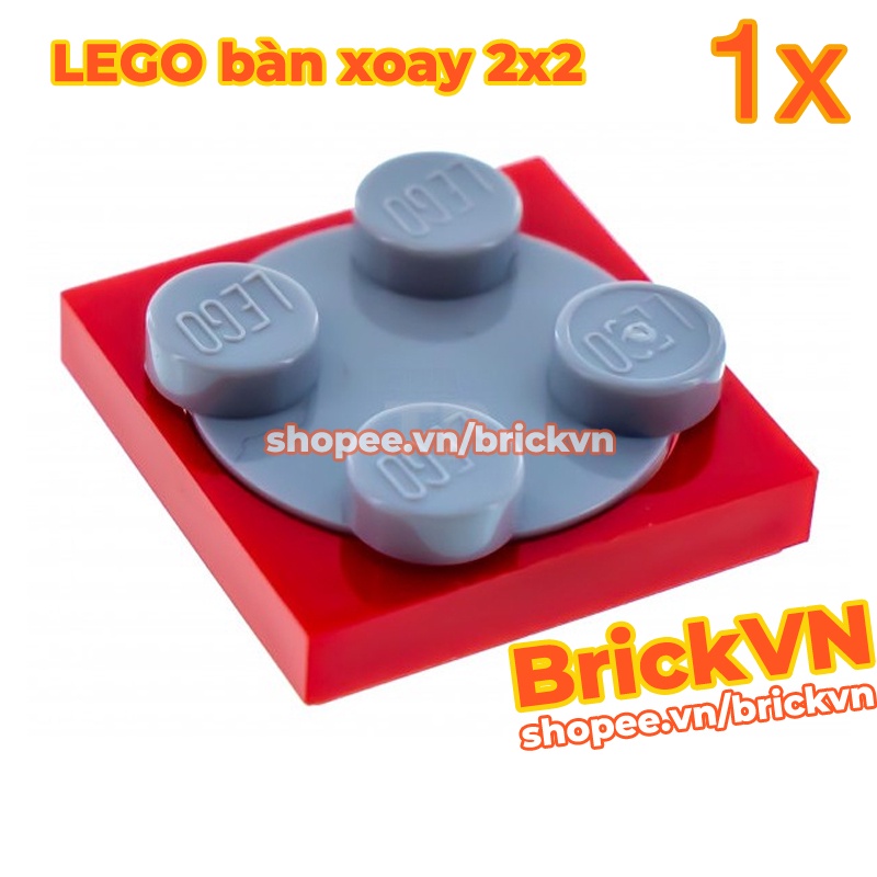 LEGO Bàn Xoay Cỡ Nhỏ 2x2 Với Đế Màu Đỏ, Miếng Xoay Màu Xám Nhạt ID 368021 4540203