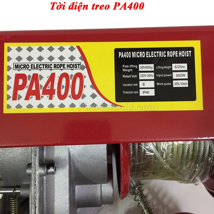 Tời điện Mini PA400 - bảo hánh 6 tháng