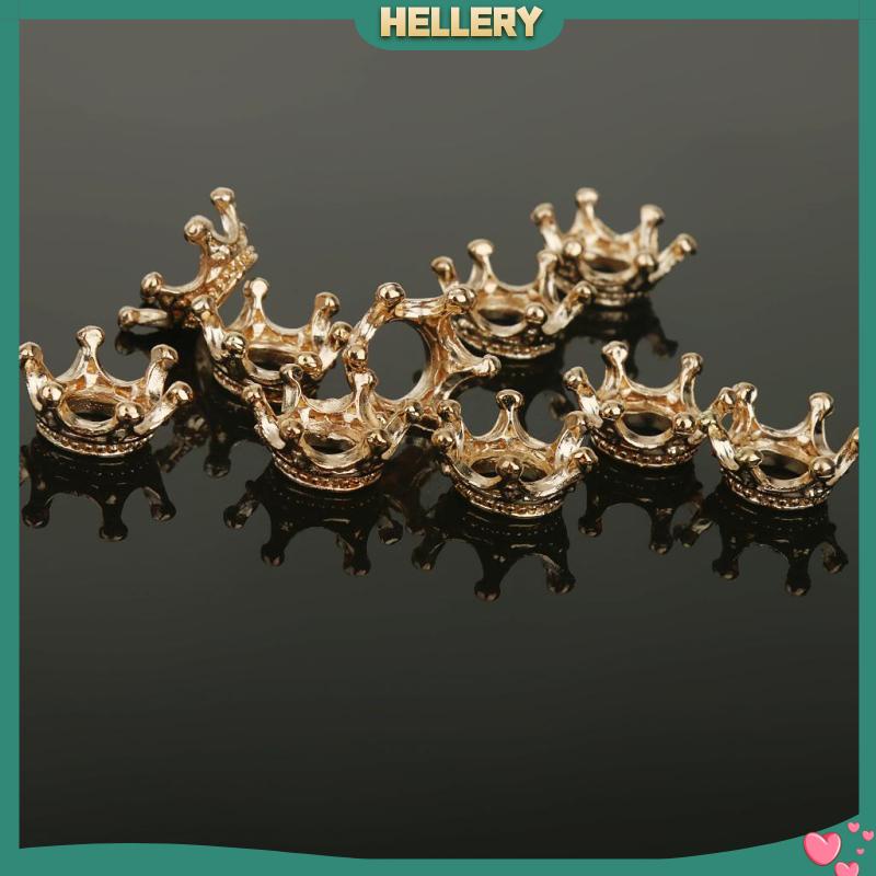 Set 10 Hạt Cườm Mạ Vàng Hình Vương Miện Nhiều Màu Sắc Dùng Để Làm Trang Sức