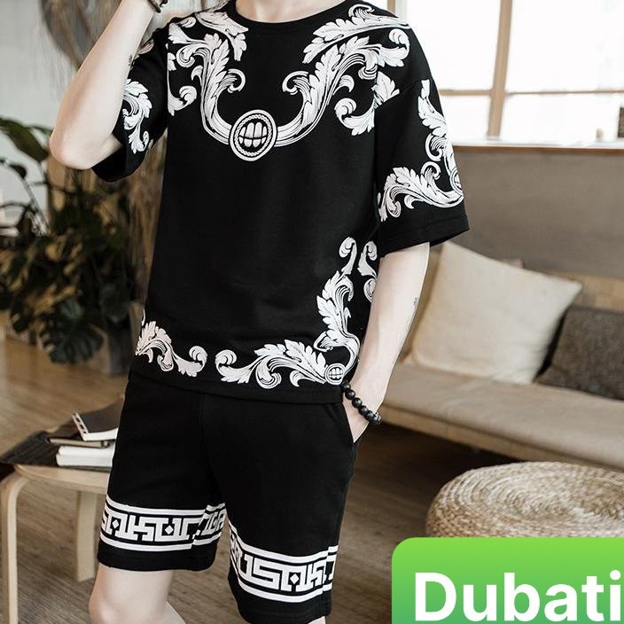 ĐỒ BỘ HOA VĂN HỌA TIẾT LÁ NEW, ĐỒ BỘ NAM, SET ĐỒ BỘ ĐẸP CAO CẤP- DUBATI FASHION