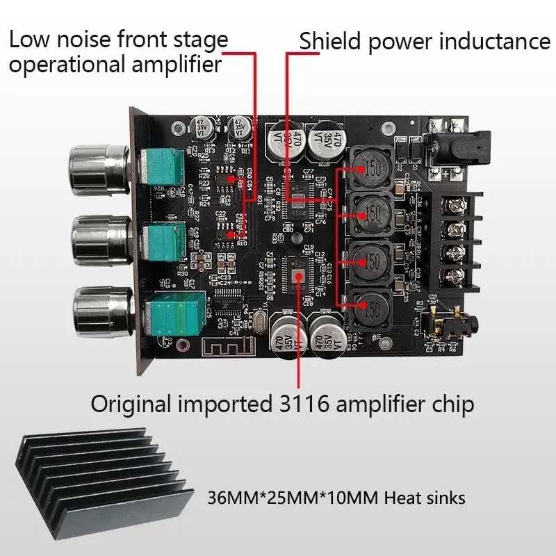 ZK-1002T-Mạch khuyếch đại âm thanh Wuzhi ZK-1002T 100W*2 Chip 3116D2 Bluetooth 5.1 có hỗ trợ App