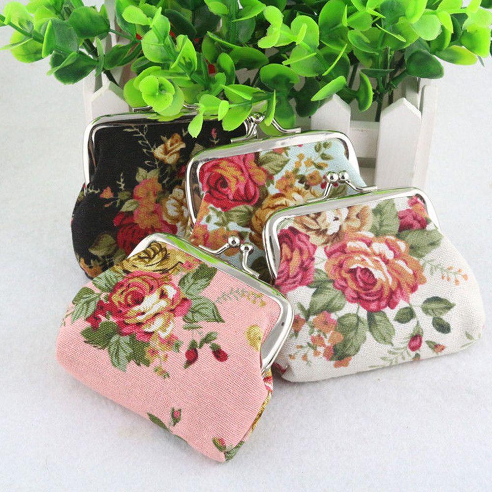 Ví Đựng Tiền Xu Họa Tiết Hoa Vintage Giá Đỡ