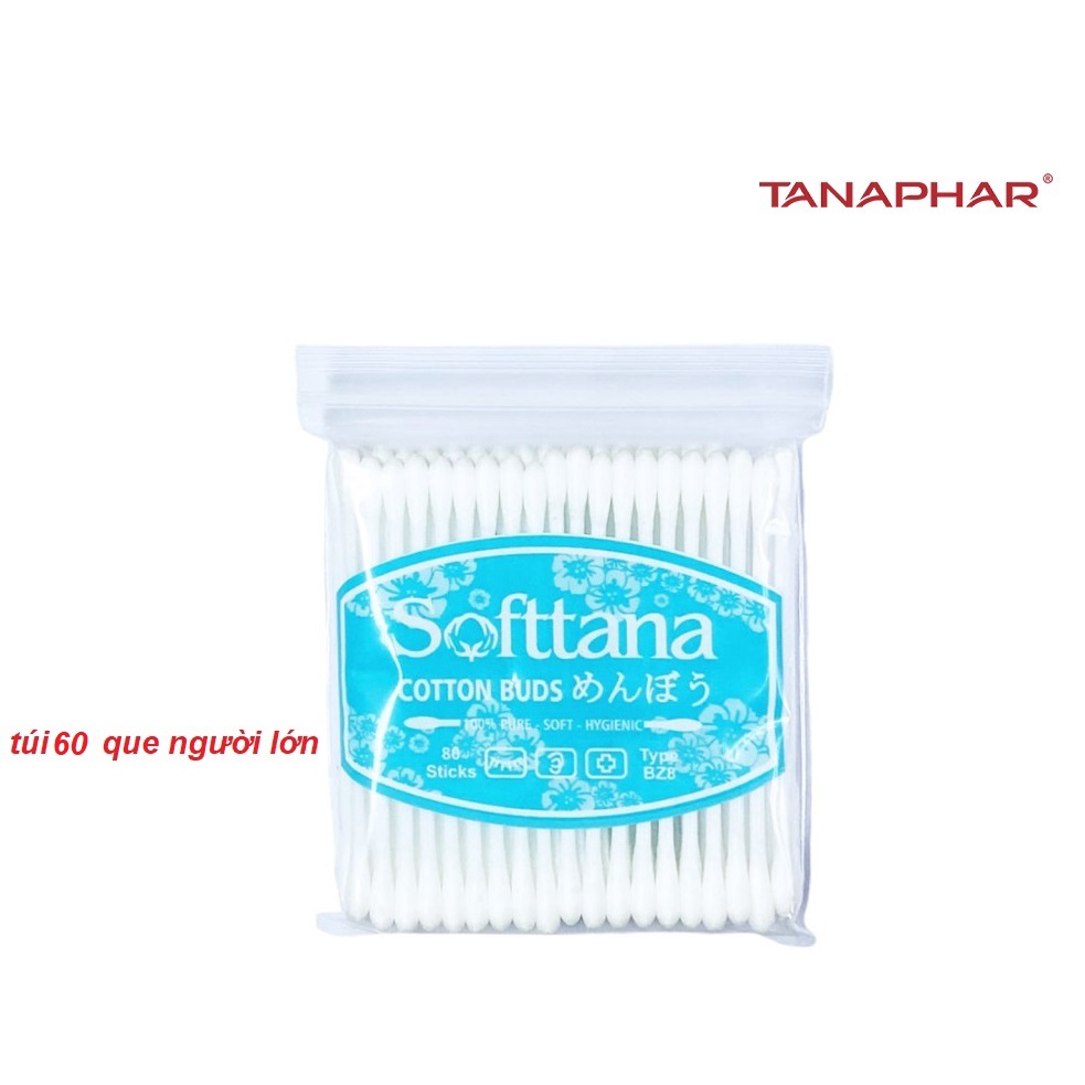 Bông vệ sinh tai mũi trẻ em Softtana - Bông ngoáy tai - Lọ 120 que