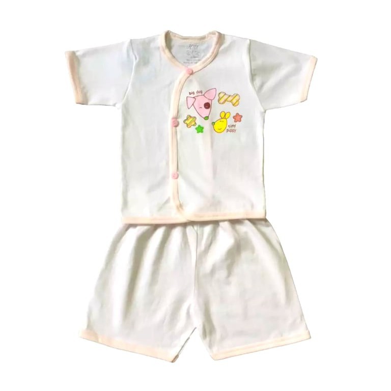 (Hàng loại 1) COMBO 3 Bộ quần áo sơ sinh cộc tay màu trắng JOU ( 100% cotton cao cấp)