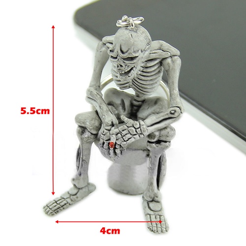 Móc chìa khóa hình bộ xương ngồi toilet độc đáo sáng tạo