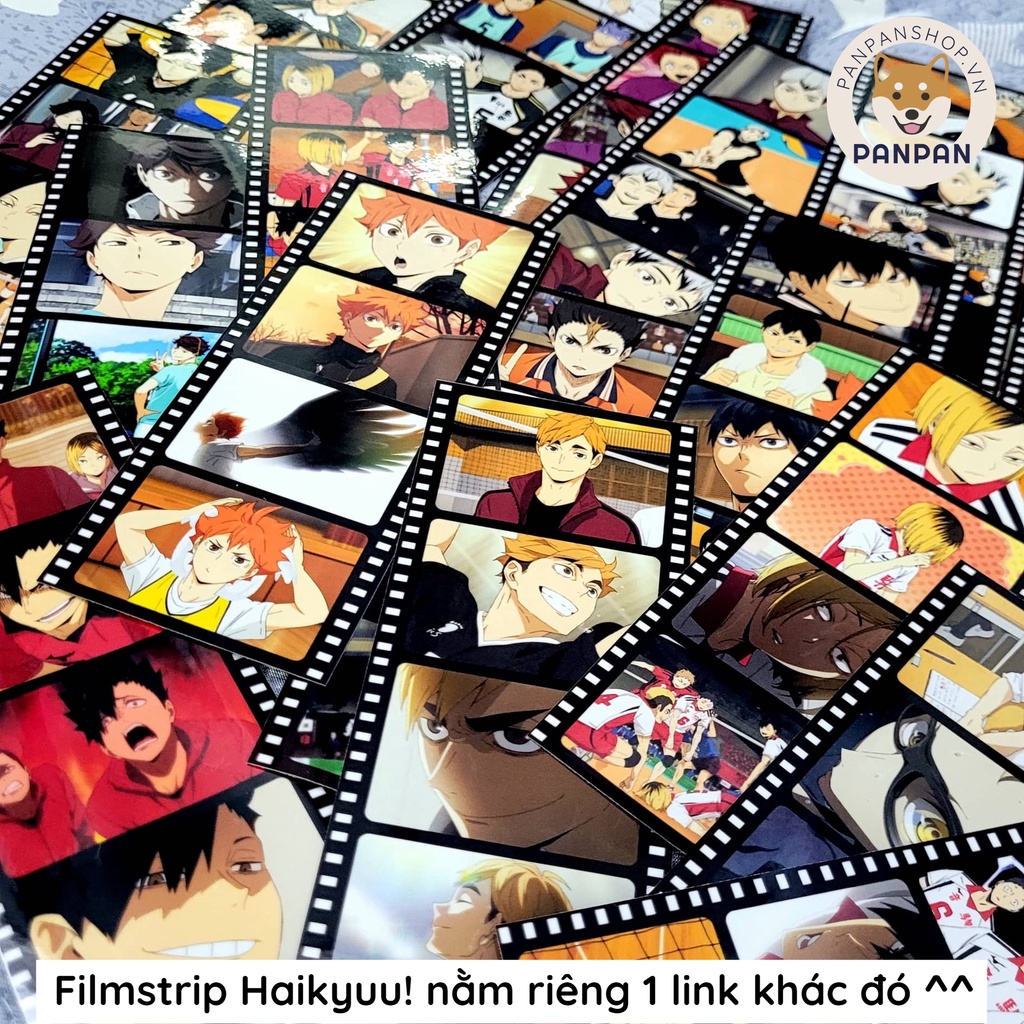 Bookmark Filmstrip ép nhựa lẻ - kẹp sách film strip card nhựa anime Học viện Siêu Anh hùng, Jujutsu, Genshin, Hololive