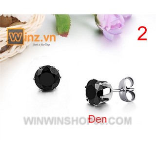 Bộ 2 bông tai 4mm BT39 (màu bạc, hột đen) bởi winz.vn