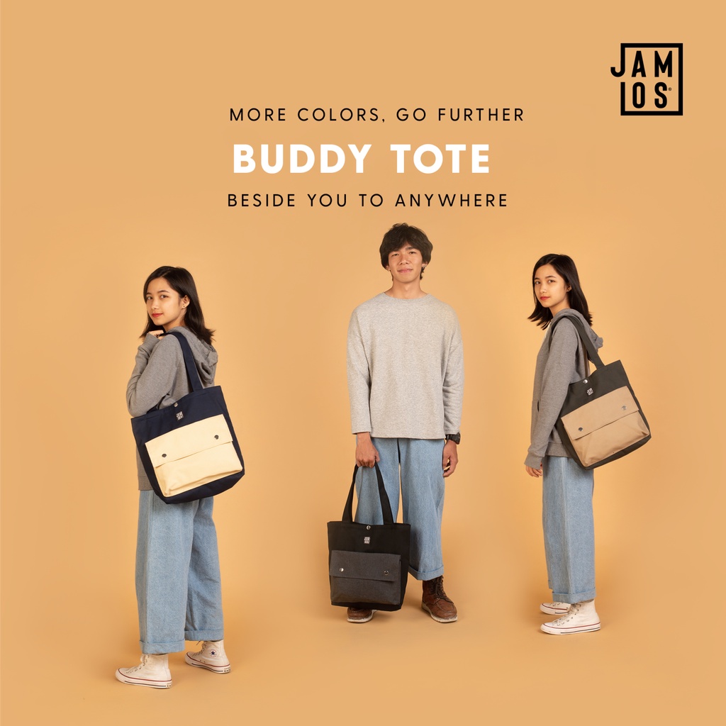 Jamlos Buddy Tote - Túi tote thời trang vải canvas nhiều ngăn đi học đi làm đi chơi vừa A4