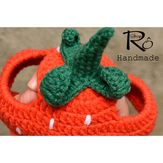 Mũ cho mèo, cún hình trái dâu, mũ len Handmade cho mèo dễ thương [Hàng sẵn]