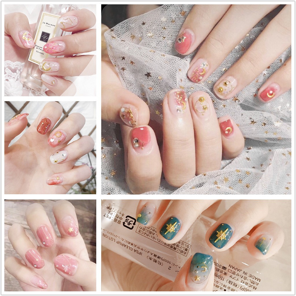 Bộ dán móng tay nail sticker gồm 14 móng, không thấm nước, độ đàn hồi tốt DA181-DA200