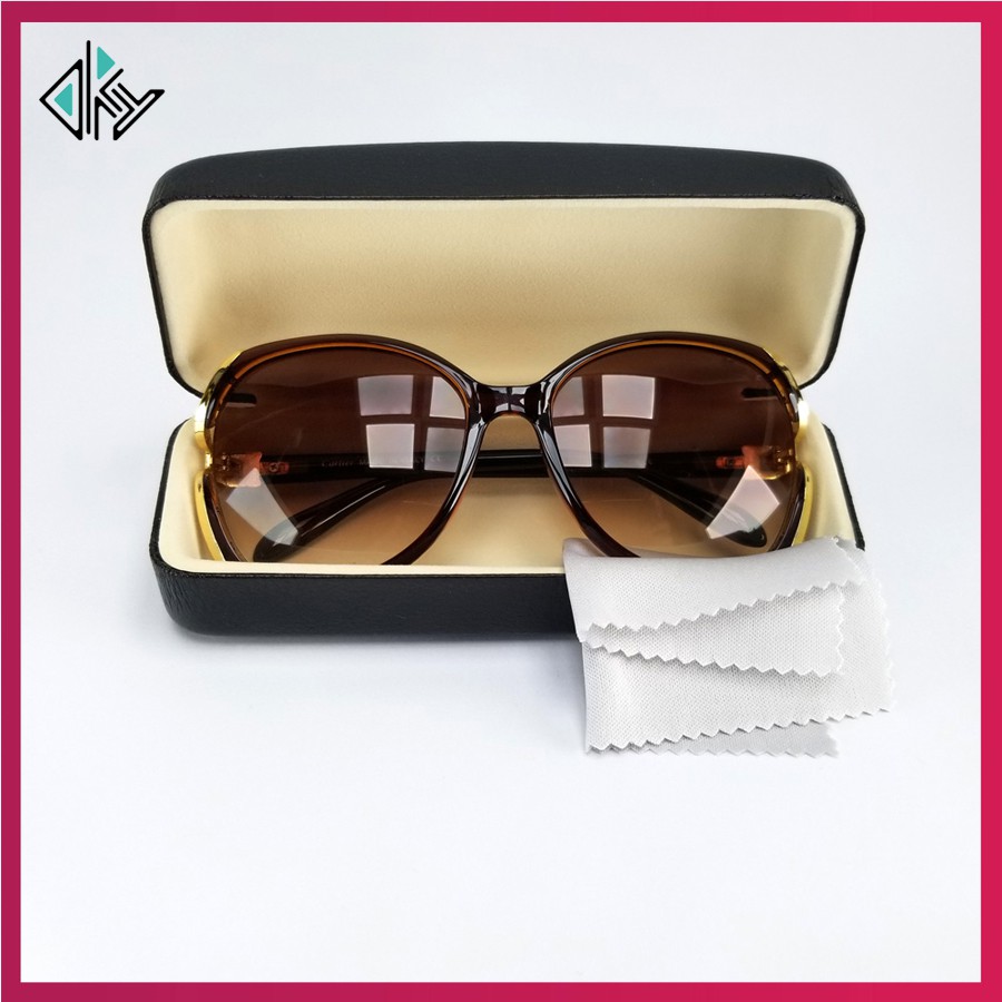 Mắt kính mát nữ thời trang cao cấp 1925 màu khói, nâu trà. Tròng ôm mặt, chống bụi, chống nắng, chống tia UV. | BigBuy360 - bigbuy360.vn