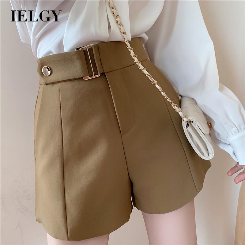 Quần short IELGY lưng cao dáng rộng phong cách Hàn Quốc thời trang cho nữ