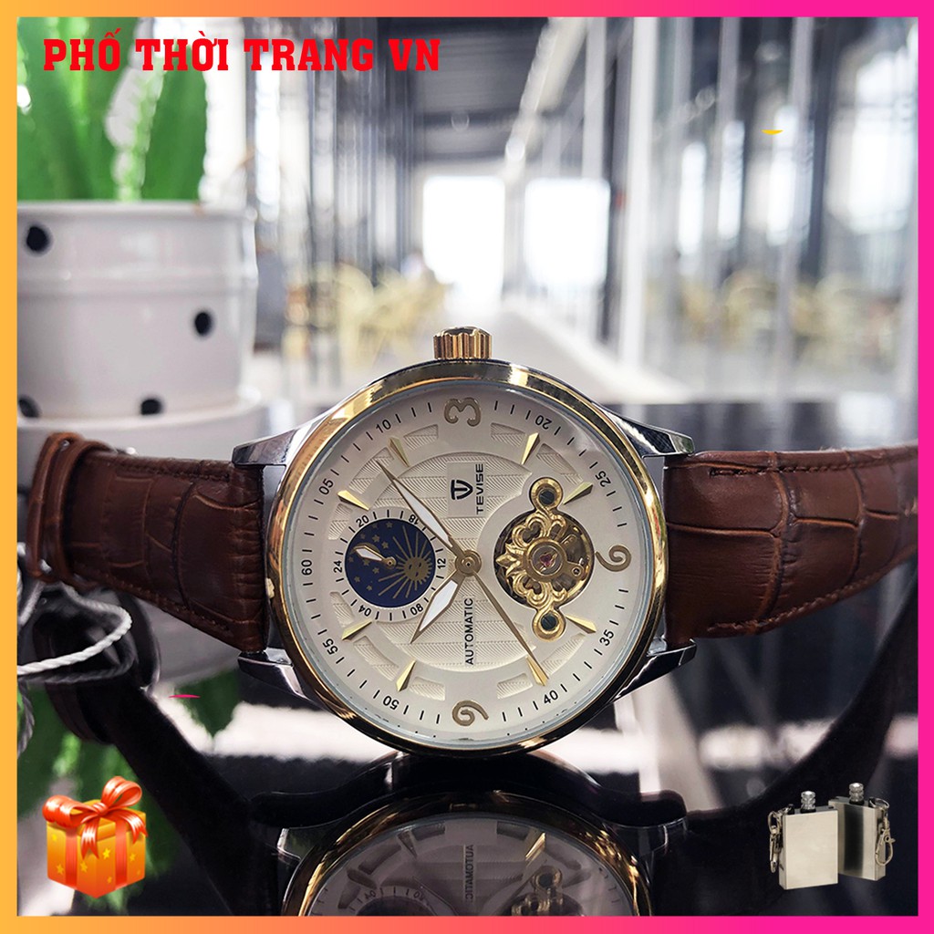 Đồng hồ nam Tevise T820 Automatic, full box và thẻ bảo hành 3 năm, chống xước , chống nước, dây da cao cấp