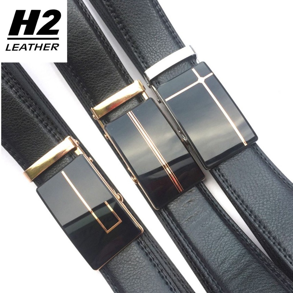 thắt lưng bản to Thắt lưng nam dây may khóa lăn mặt kính sang trọng Đồ Da H2 - H2leather