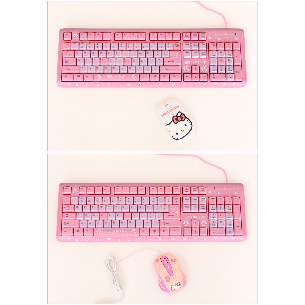 Bàn phím giả cơ HELLO KTCAT Màu hồng I Pink Keyboard Hello Kitty