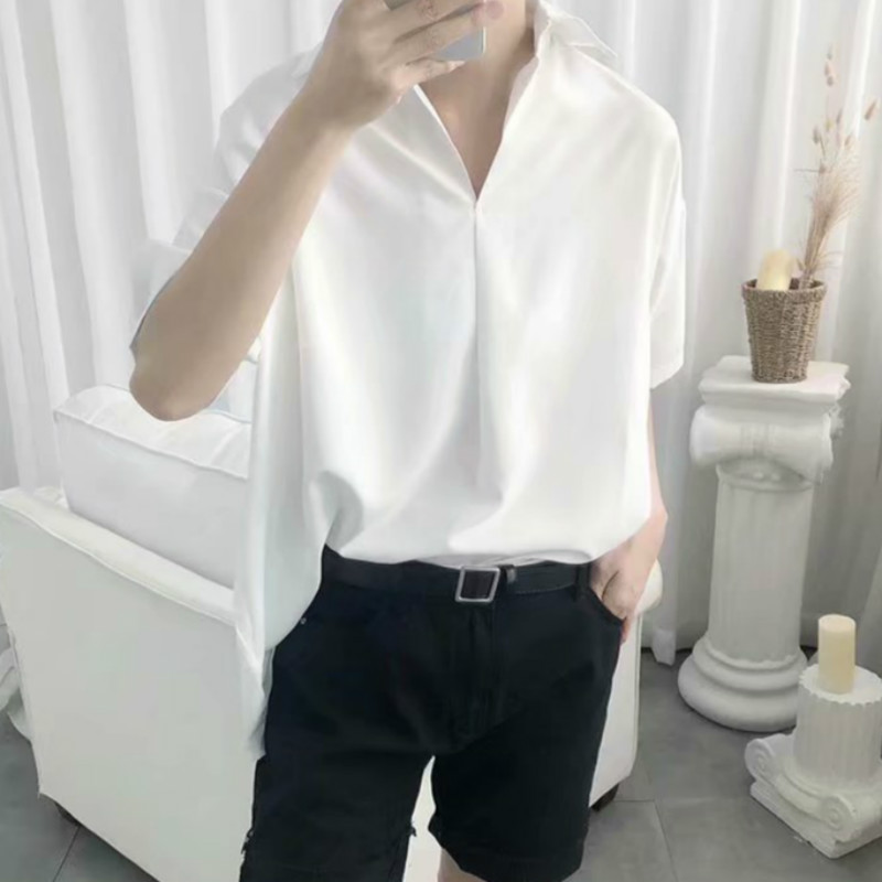 Áo sơ mi nam ngắn tay màu trơn phong cách Hàn Quốc