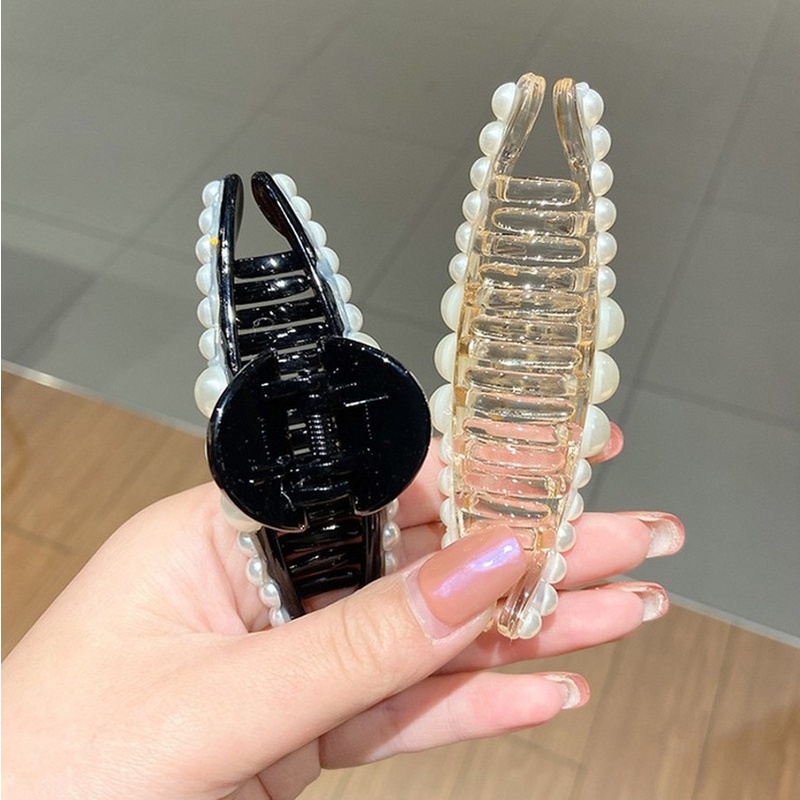 Kẹp Tóc Càng Cua Đính Ngọc Trai Giả Bằng Acrylic Thanh Lịch Cho Nữ