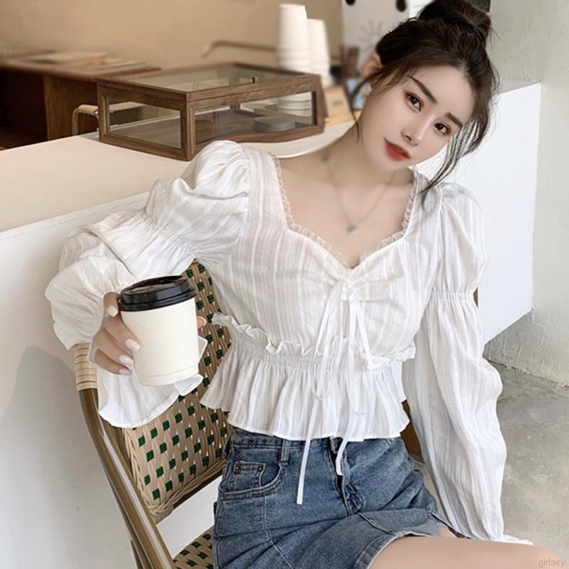 Áo Nữ Tay Dài Phối Ren Thời Trang Quyến Rũ