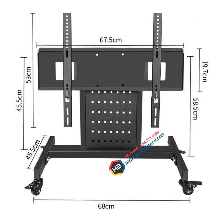[Hàng Độc] CHÂN ĐẾ TIVI HỘI NGHỊ 32 - 65 INCH - KỆ TIVI DI ĐỘNG PHÒNG HỌP - Model HB-75
