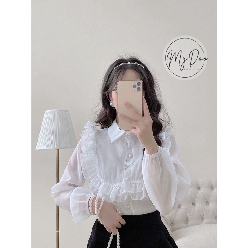 [Mã SKAMFSW175 giảm 10K đơn 50K] áo sơmi nữ MyDoo dài tay tiểu thơ xinh xắn - SMB04