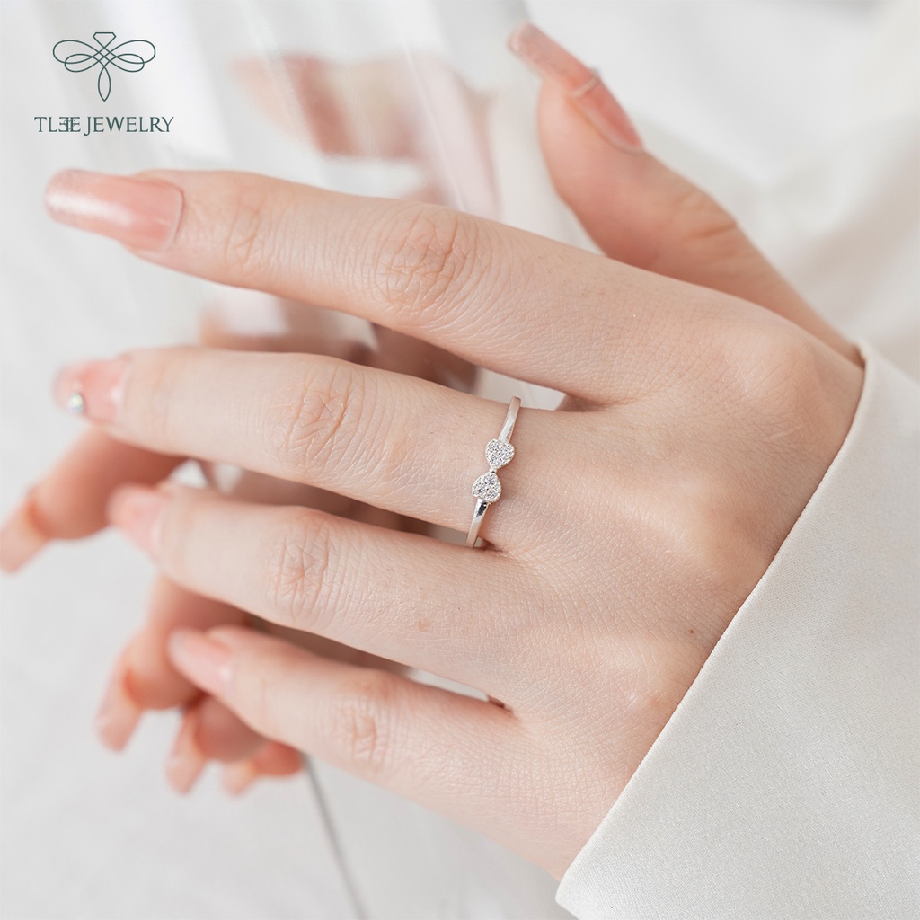 Nhẫn bạc nữ TLEE đính nơ đá tiểu thư sang trọng NCJ A0213