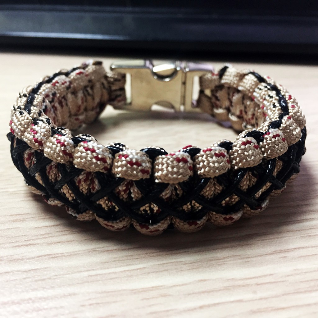 Vòng tay nam - paracord - có sẵn - vòng sinh tồn - đồ đi phượt - màu Sand army mix minicord đen