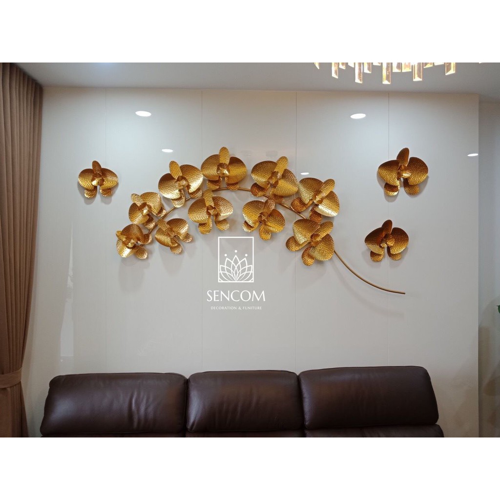 Tranh sắt treo tường nghệ thuật, trang decor trang trí hoa lan điệp cao cấp - 2074