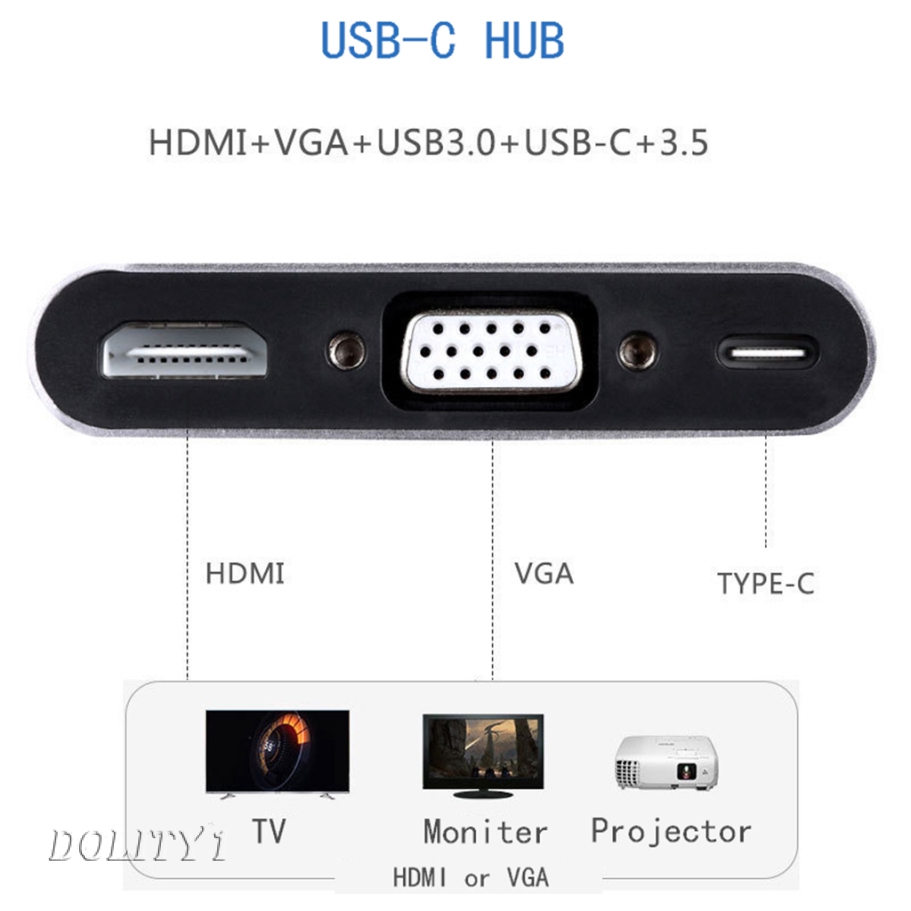 Bộ Chia Cổng Usb-C Type C Sang Hdmi Usb3.0 Pd Vga 3.5mm Cho Sumsung