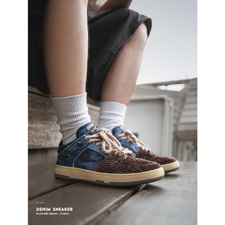 Giày thể thao MADEN vải denim phong cách Nhật Bản cổ điển thời trang cá tính dành cho nam